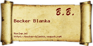 Becker Blanka névjegykártya